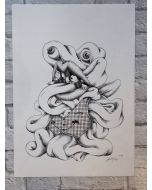 Loris Dogana, Man-Mouth, ink on paper, 35x50 cm