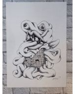 Loris Dogana, Man-Mouth, ink on paper, 35x50 cm