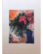 Marc Chagall, Les Amourex au bouquet de fleurs, color lithograph, Ed. S.P.A.D.E.M. Paris, 50x70 cm