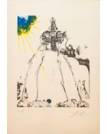Salvador Dalì, L' elefante spaziale, litografia, 52,5x41,5 cm 