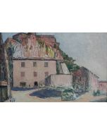 Giovanni Malesci, Paese di Maremma, olio su tela, 30x45 cm, 1966