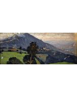 Giovanni Malesci, Paesaggio, Oli su tavola, 10x23,5 cm, 1917
