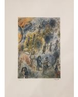 Marc Chagall, Festa del villaggio, litografia a colori, Ed. S.P.A.D.E.M. Paris, 1985, 50x70 cm