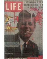 Enrico Pambianchi, JFK, collage, acrilico, olio, matite e resine su tavola con teca di plexiglass, 30x20 cm