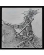 Giancarlo Prandelli, Knight on a Horse, Pencil on Cardboard, 40x40cm (D275)