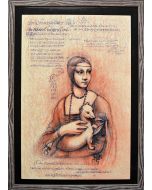 Giancarlo Prandelli, Lady with an Ermine and Code P, Ink and Sanguine on Cardboard, 45x30cm (D225)