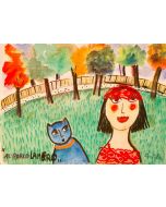 Anna Antola, Al parco Lambro, tecnica mista su carta, 28x38 cm