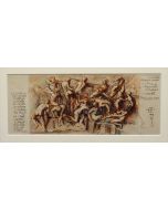 Giancarlo Prandelli, Battle of Cascina, Ink, Pencil and Sanguine on Cardboard, 18.5x48.5cm (D72)