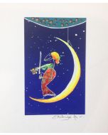 Meloniski da Villacidro, Concertino sulla Luna, serigrafia e collage ritoccata a mano, 20x26 cm