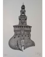 Giovanni Franzi, Sforzesco Castle, litography, 35x49 cm