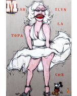 Yux, Che topa la Marilyn, acrilico, smalto e manifesti su tela, 100x150 cm