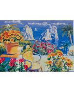 Giorgio Cesati, Summer in Capri, screen printing on canvas, 55x40 cm