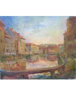 Daniela Penco, Il Naviglio-1930, olio su tela, 50x60 cm