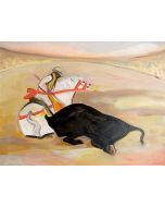 Carlo Massimo Franchi, Toro e cavaliere, olio su tela, 39.8x49.5 cm