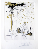 Salvador Dalì, Duel Aux Camélias tratto da Les Amours Jaunes, incisione a puntasecca, 39,5x29 cm