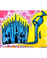 La Pupazza, Duomo d'acqua, acrilico e spray su tavola, 70x100 cm