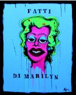 Yux, Fatti di Marilyn, acrilico, pastelli a cera, smalto e manifesti su tela, 80x100 cm