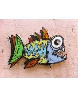 Yux, Piranha, mixed tecniques on aluminium, 51 cm