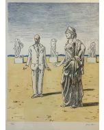 Giorgio De Chirico, Diana and the professor, lithograph, 50x64 cm