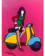 Marco Lodola, Pin up on Vespa, acrylic on canvas, 30x40 cm