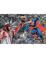 Maria Murgia, Superman, fotomosaico digitale su pannello Kapafix intagliato a mano, 50x75 cm, 2020