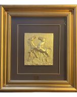 Camillo Fait, Horses, bas-relief, 21x24 cm (58x63 cm with frame)