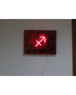 Christian Gobbo, The Archer, neon, acrylic on canvas, wood, 40x30x11 cm 