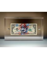 Paz Blandina , Super Mario Dollar, Tecnica mista su banconota da 1 dollaro USA, 22x13,5x4 cm