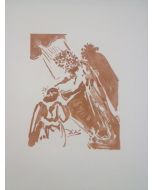 Salvador Dalì, Febo, il dio coronato, stampa a due colori, 27x21 cm 