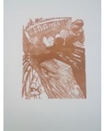 Salvador Dalì, Ancora o bella Dione, stampa a due colori, 27x21 cm 