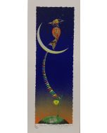 Meloniski da Villacidro, Luna in festa, retouché con inserti di brillantini, 20x50 cm