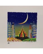   Meloniski da Villacidro, Il Circo dei due Villaggi, serigrafia e collage ritoccata a mano, 35x35 cm
