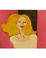 Scuola Pop, Donna sorridente, olio su tavola, 7,5x9 cm