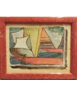 Cubist School, Sailing Boat, watercolour on paper, 13x16.5 cm