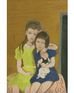 Scuola Francese, Sorelle, olio su tavola, 22x15 cm