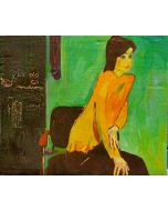 Scuola espressionista, Ritratto di ragazza, olio su tavola, 17,5x21 cm