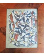 Anonimo, Figure cubiste, olio su tela, 50,5x39,5 cm