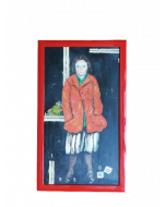 Anonimo, Bambina espressionista, olio su tavola, 52,5x30,5 cm