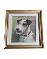 Morgari, Portrait of a dog, oil on wood, 46x38.5 cm