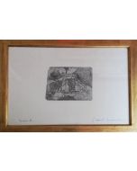 Giovanni Fattori, Yoked oxens, etching, 15x19 cm (41.5x56.5 cm with frame)