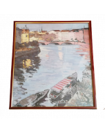 Anonimo, Vista sul fiume, tecnica mista su carta, 56,5x42 cm