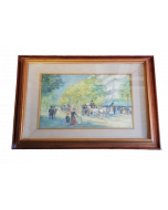 Quizet, Viale francese, olio su tela, 52x62 cm