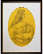 Giancarlo Prandelli, Omaggio ad Isabella d'Este e alla Dama con l'ermellino, matita su cartoncino, 21x32cm (D273)