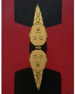 Loris Dogana, Kim Jong-un "Me and Me", acrylic and ink on wood, 40x60 cm