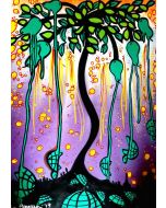 La Pupazza, The tree of turtles-pears, acrylic and spray on paper, 50x70 cm