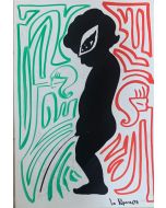 La Pupazza, Due linee continue con putto, grafica su PVC, 31X47 cm