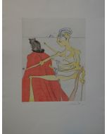 Salvador Dalì, Le Dos divin de Gala, incisione puntasecca acquerellata a mano, 50x66, 1974