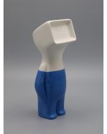 Fè, Myselfie. Homo Monitor Smurf,  scultura in ceramica dipinta a mano, h 25 cm