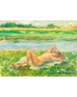 Daniela Penco, Nudo, olio su cartone telato, 13 x 18 cm 