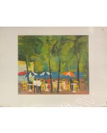Paesaggio con ombrelloni, litografia, 90x70 cm